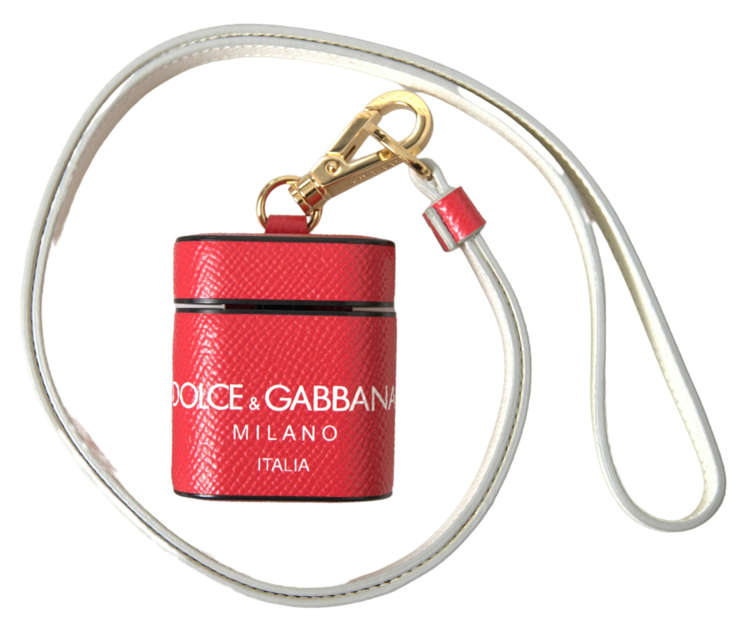 Étui Airpods en cuir de veau rouge élégant Dolce &amp; Gabbana