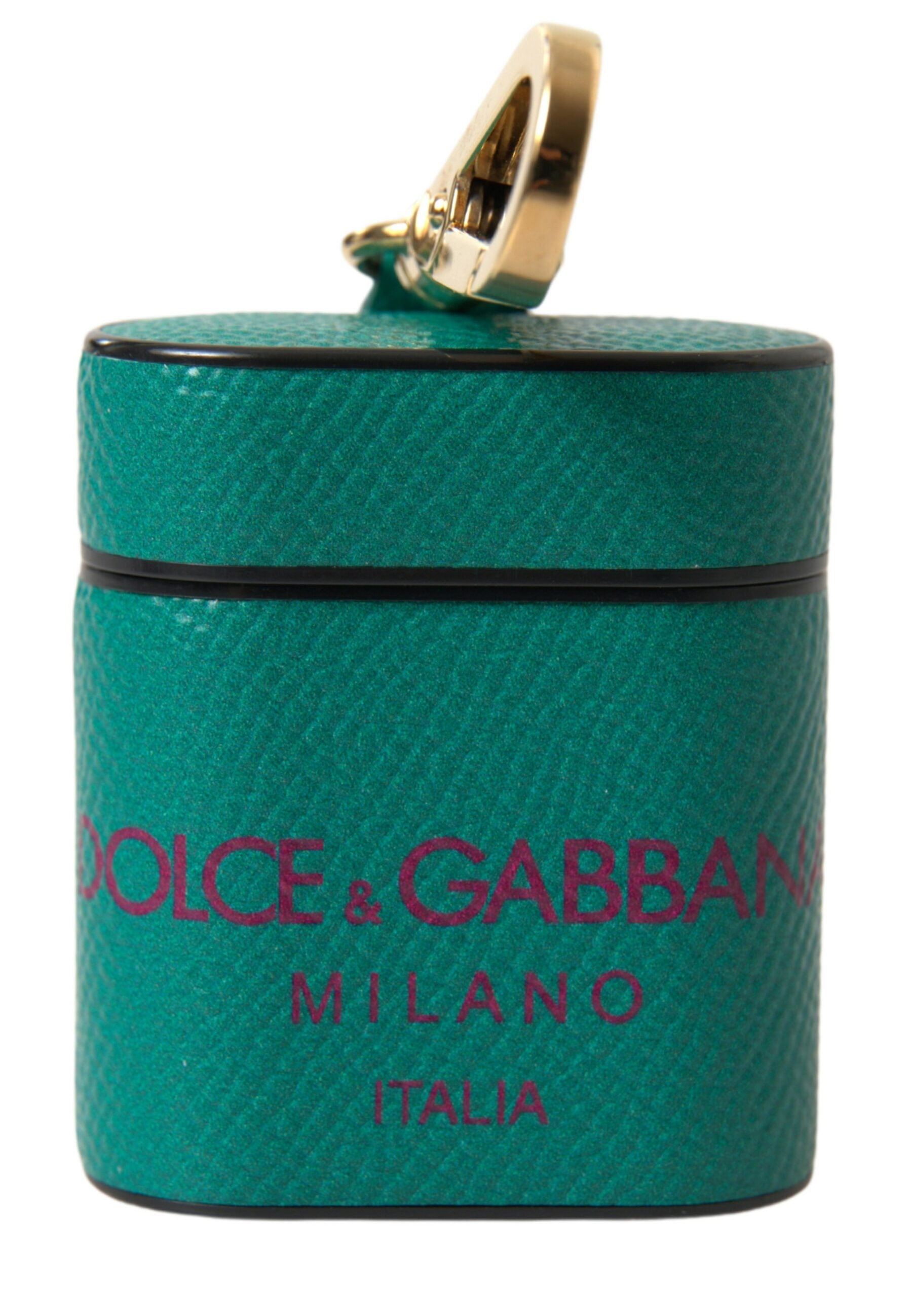 Étui Airpods en cuir élégant Dolce &amp; Gabbana en vert et marron