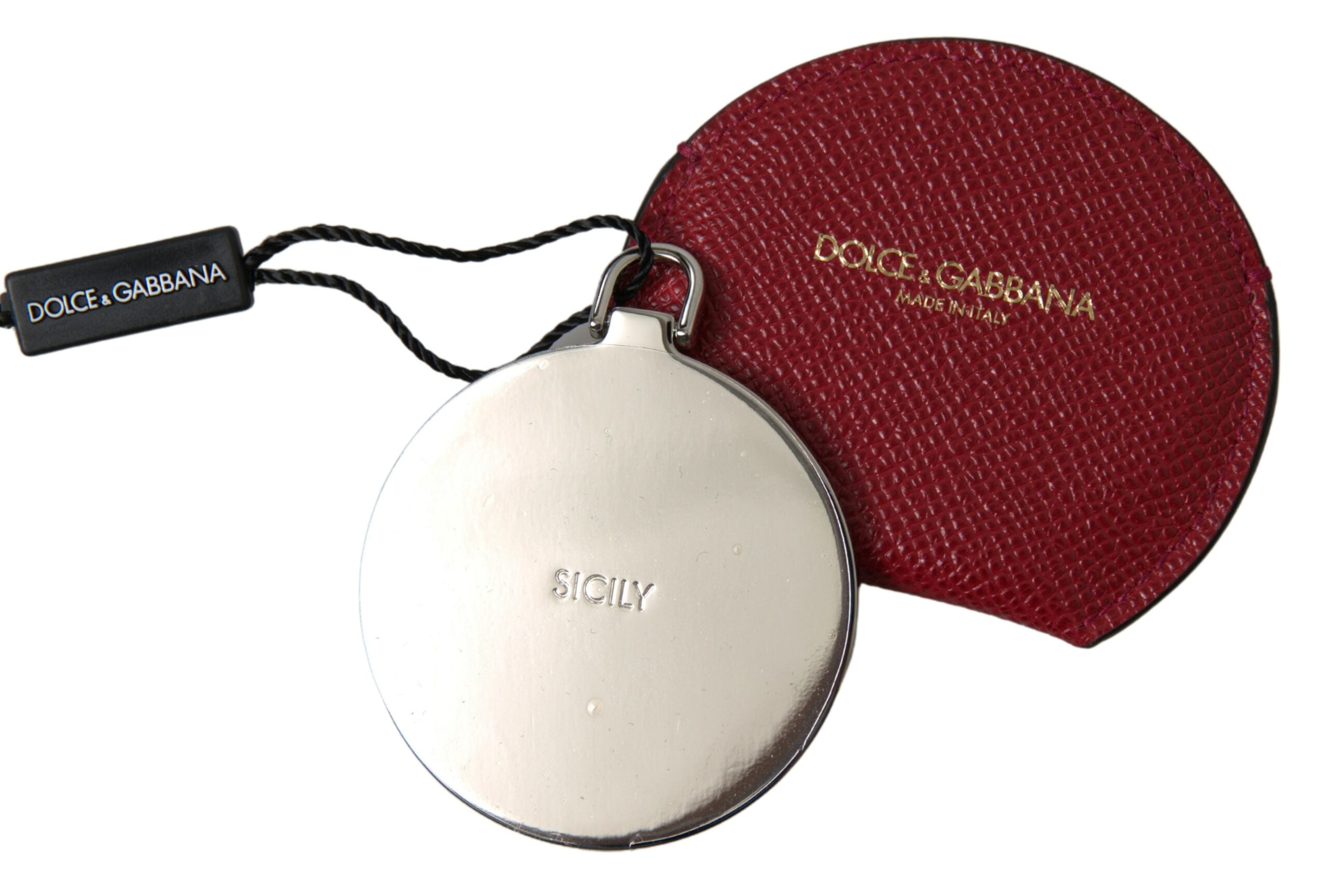 Dolce &amp; Gabbana Chic Porte-miroir à main en cuir rouge