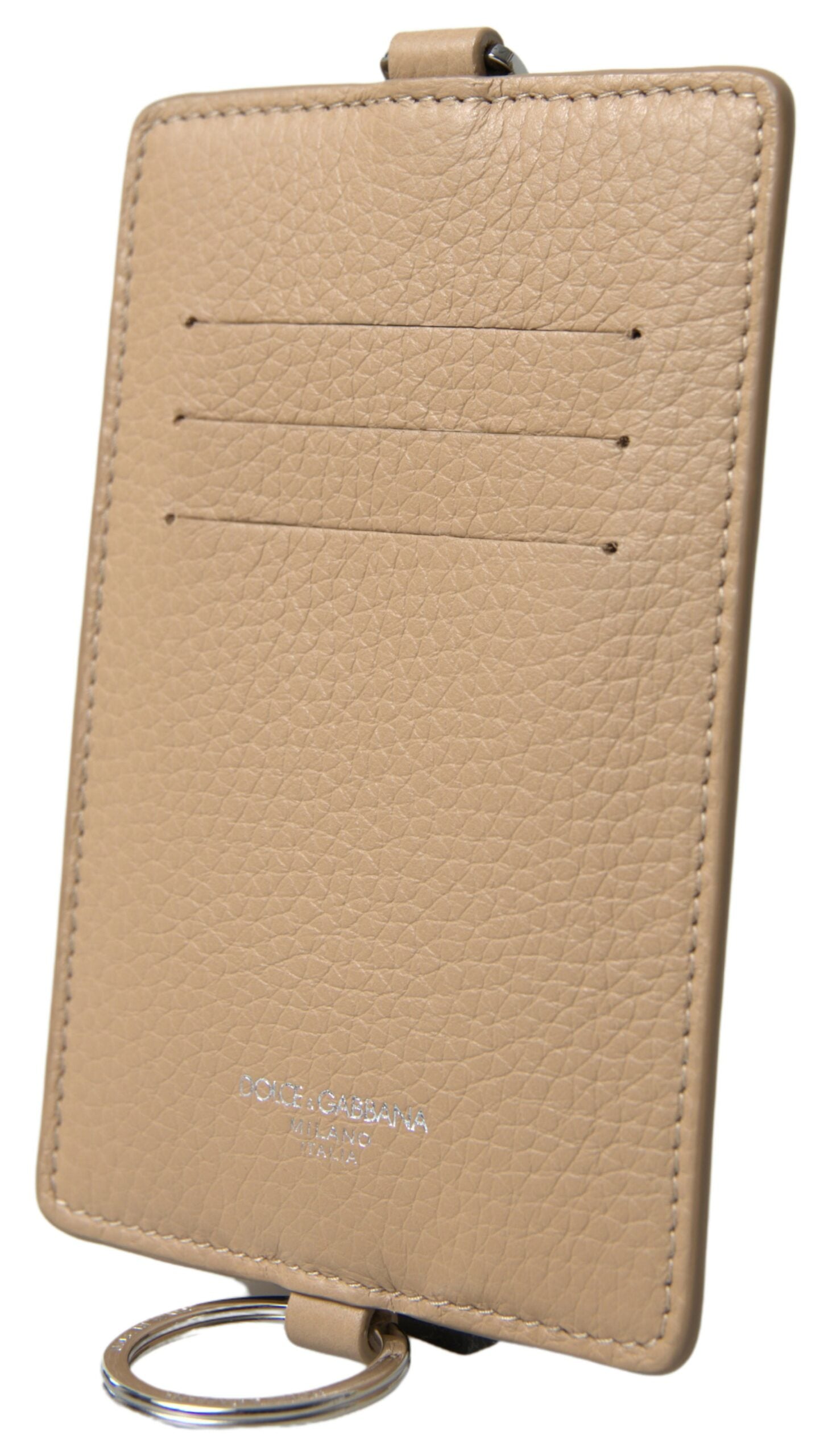 Dolce &amp; Gabbana Portefeuille porte-cartes en cuir beige élégant