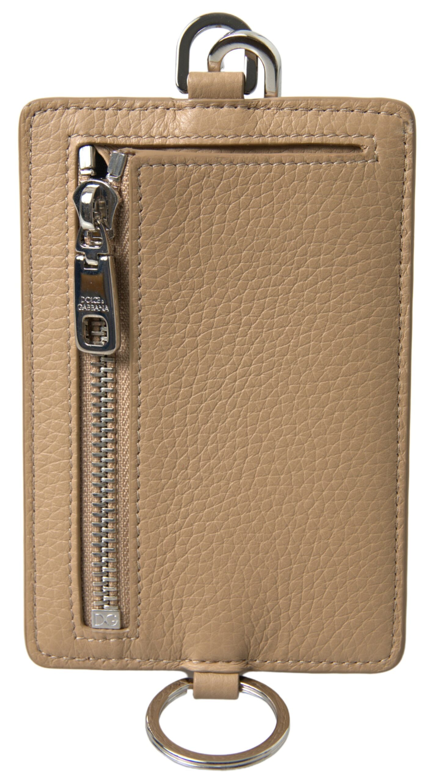 Dolce &amp; Gabbana Portefeuille porte-cartes en cuir beige élégant