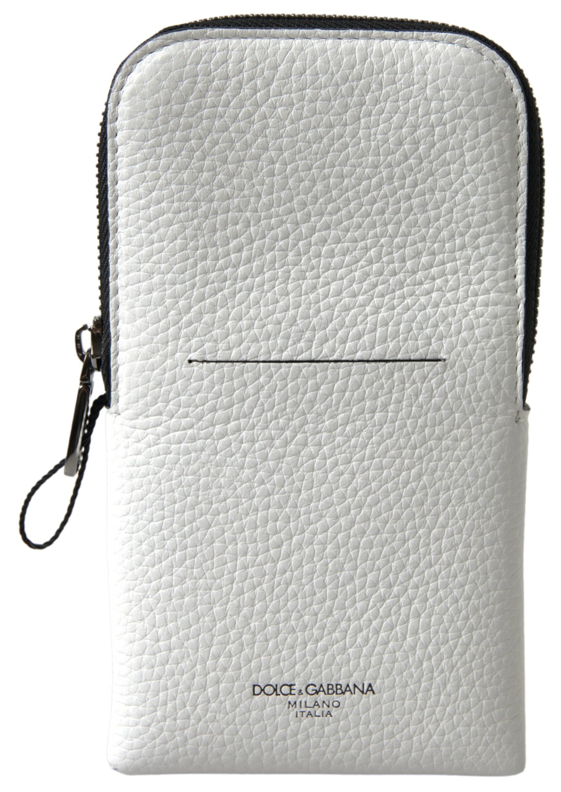 Dolce &amp; Gabbana élégant sac à bandoulière en cuir blanc pour téléphone