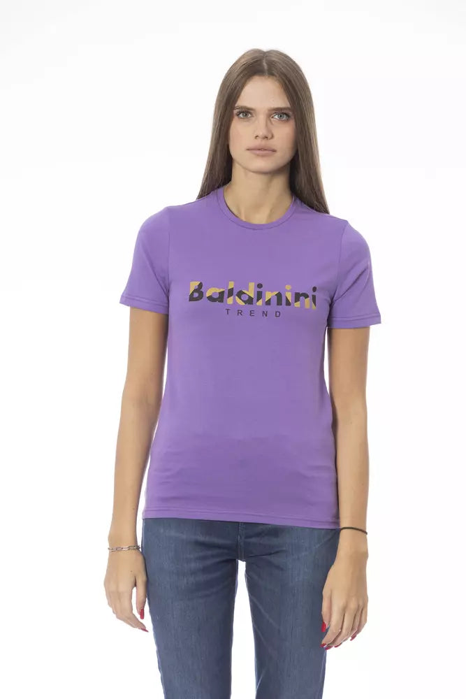 Baldinini Trend Chic T-shirt en coton à col rond violet