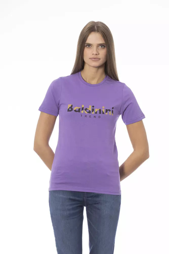 Baldinini Trend Chic T-shirt en coton à col rond violet