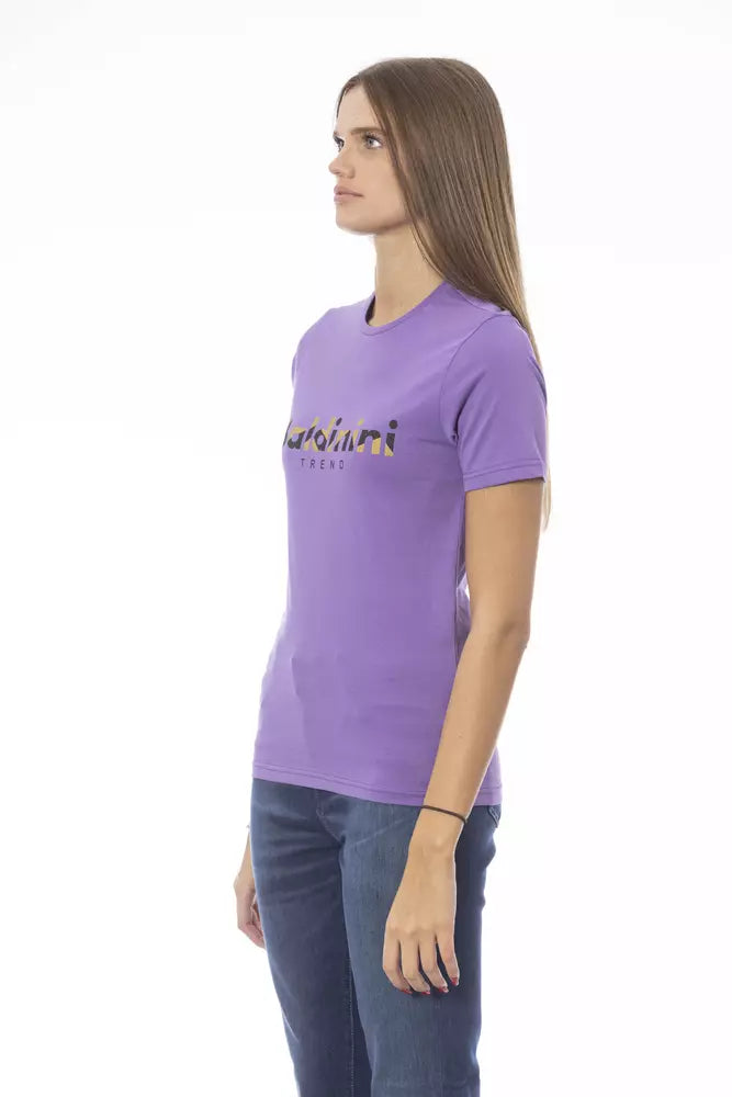 Baldinini Trend Chic T-shirt en coton à col rond violet