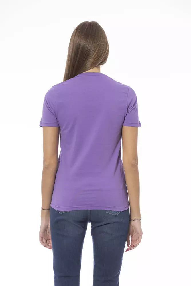 Baldinini Trend Chic T-shirt en coton à col rond violet