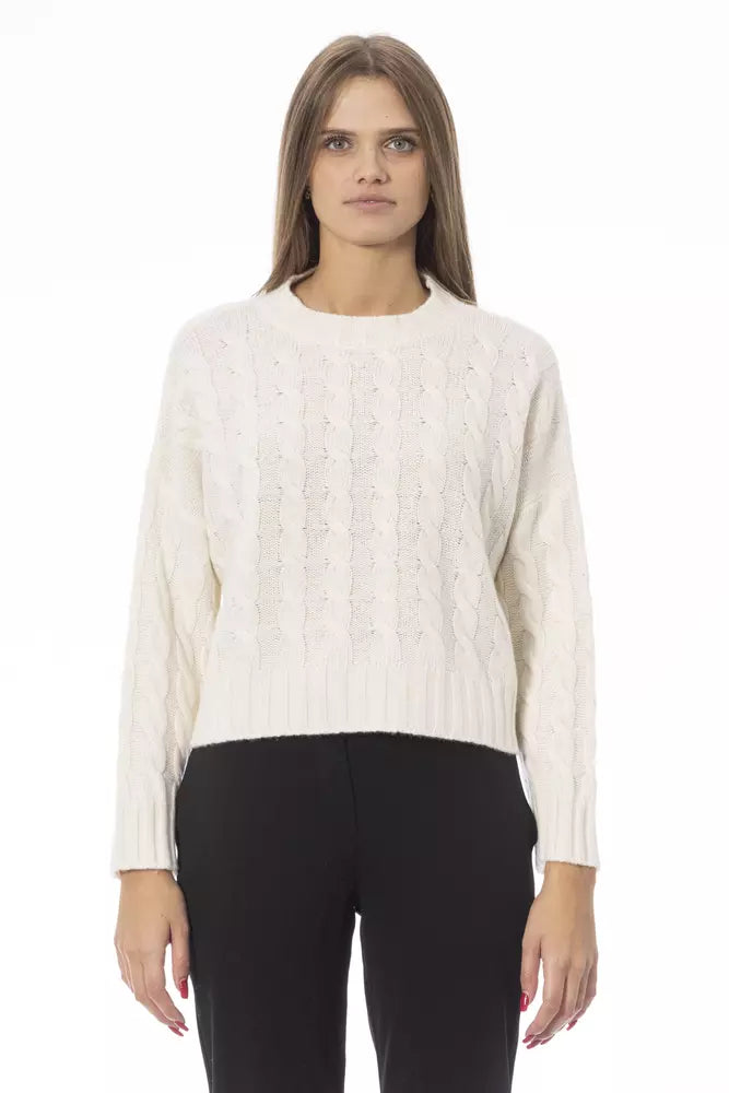 Baldinini Trend Beige Pull en tricot confortable à col rond