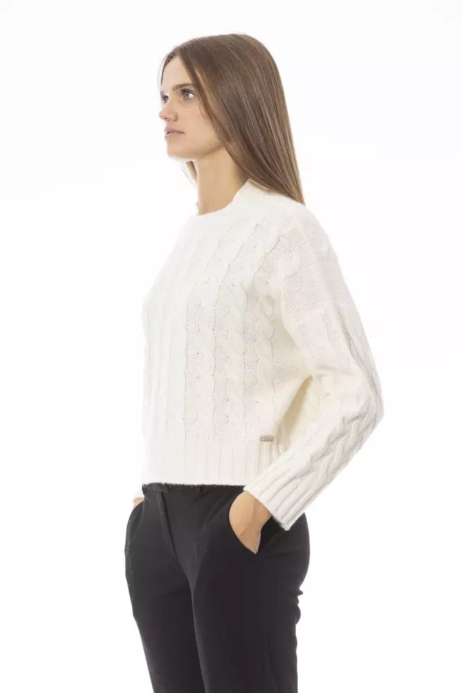 Baldinini Trend Beige Pull en tricot confortable à col rond