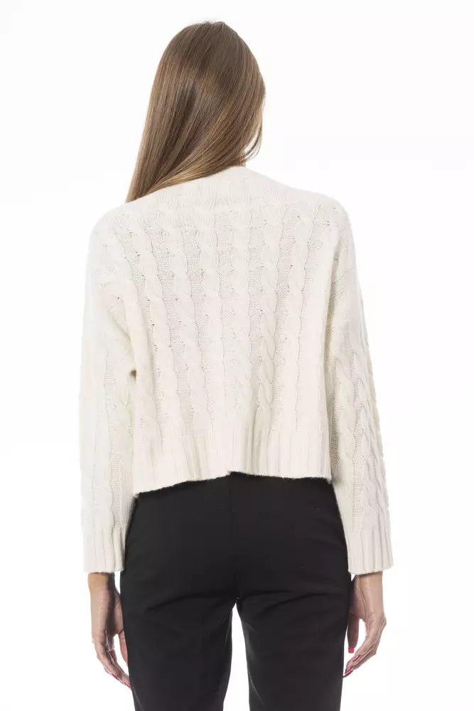 Baldinini Trend Beige Pull en tricot confortable à col rond