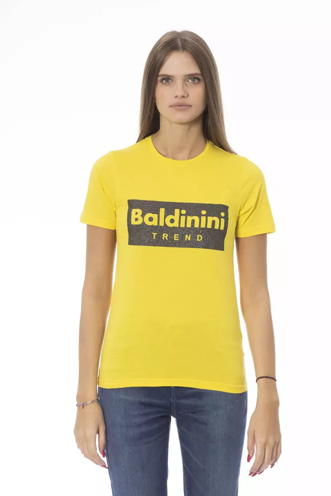 Baldinini Trend Sunshine - T-shirt à col rond jaune avec imprimé de créateur