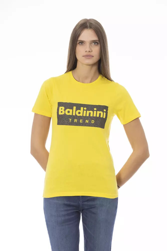 Baldinini Trend Sunshine - T-shirt à col rond jaune avec imprimé de créateur