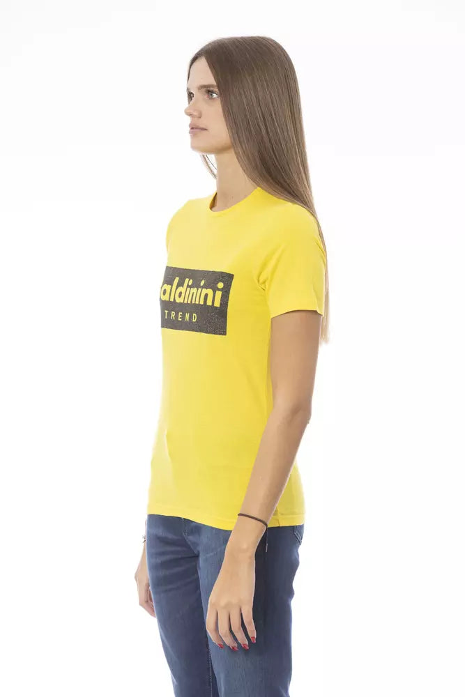 Baldinini Trend Sunshine - T-shirt à col rond jaune avec imprimé de créateur