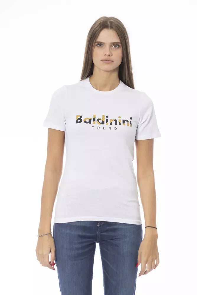 Baldinini Trend T-shirt à col rond en coton blanc croustillant