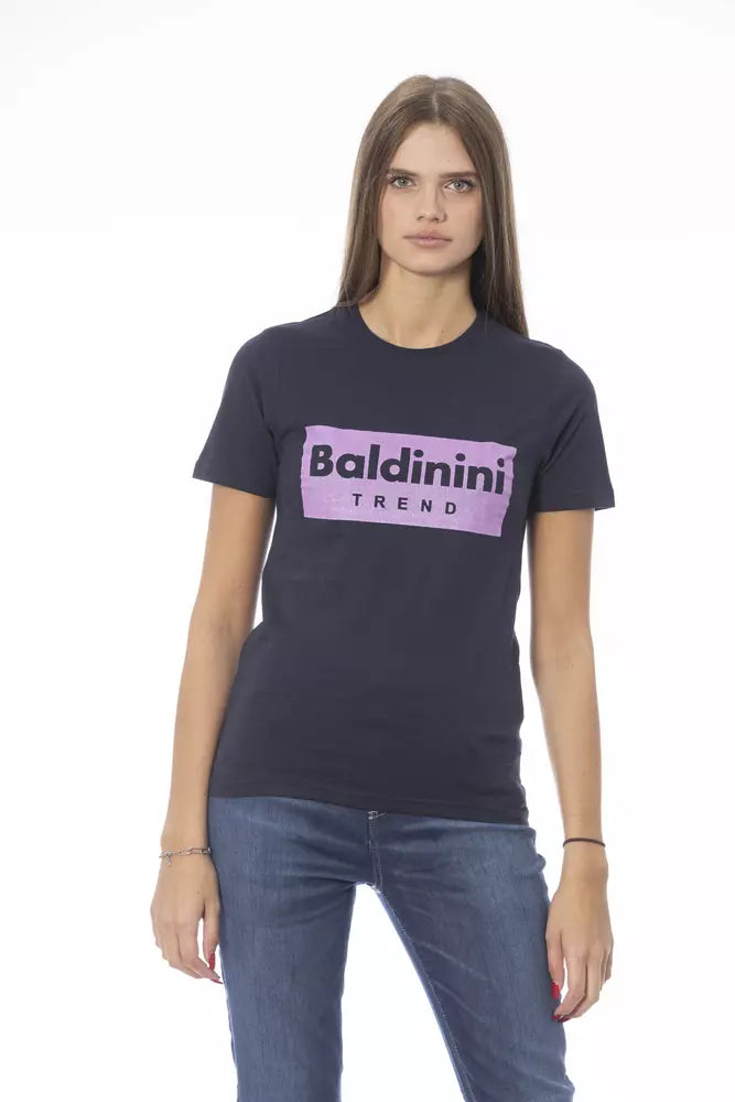 Baldinini Trend Chic T-shirt à col rond en coton bleu