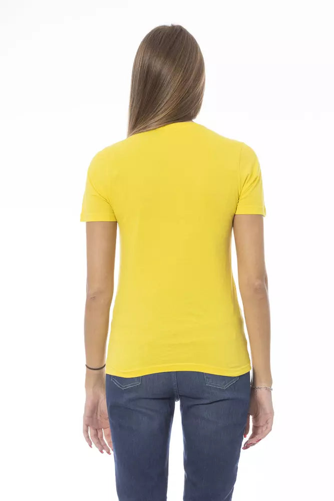 Baldinini Trend Sunshine - T-shirt à col rond jaune avec imprimé de créateur