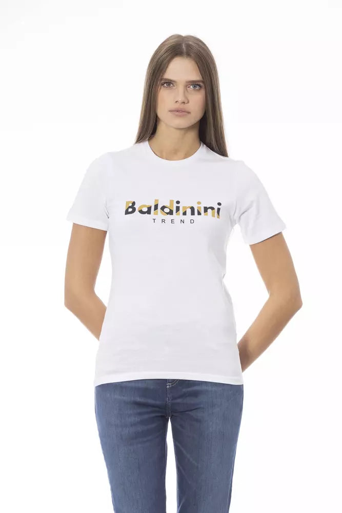 Baldinini Trend T-shirt à col rond en coton blanc croustillant