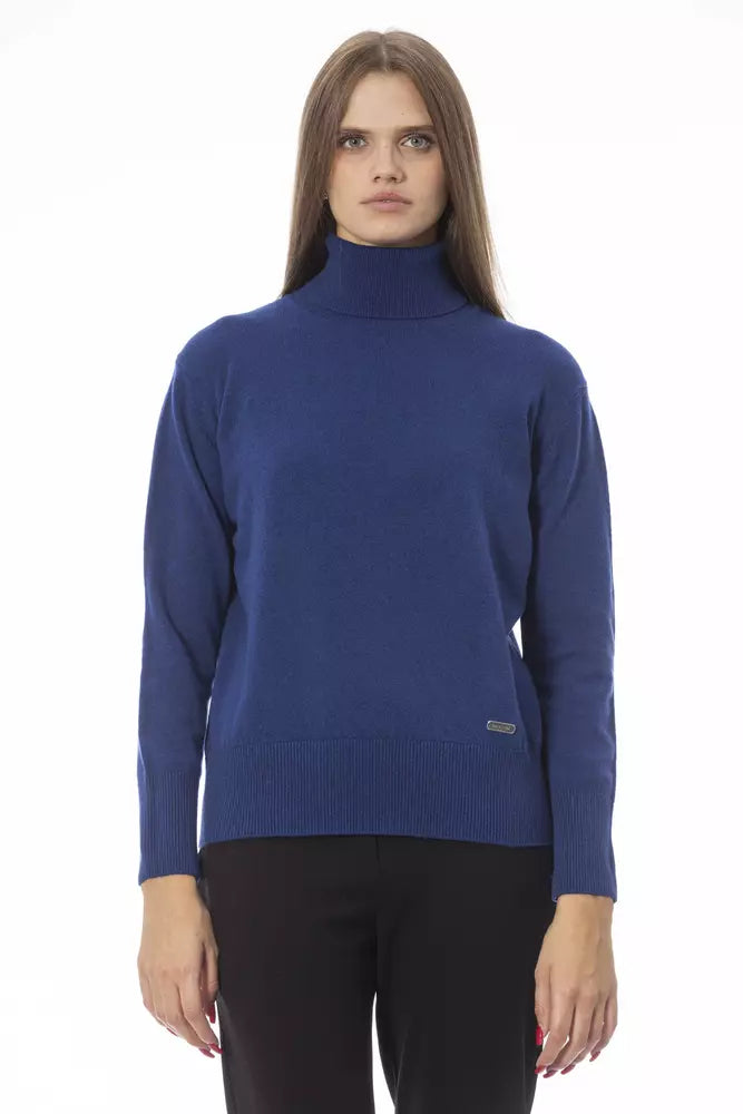 Pull à col roulé élégant Baldinini Trend - Mélange de laine et de cachemire bleu