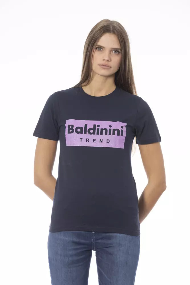 Baldinini Trend Chic T-shirt à col rond en coton bleu