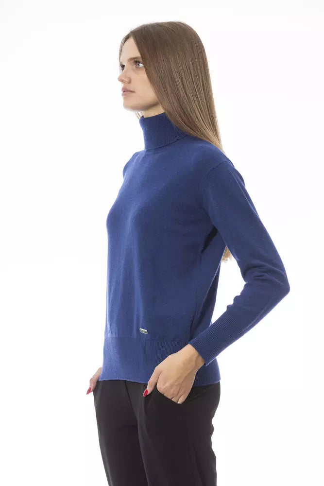 Pull à col roulé élégant Baldinini Trend - Mélange de laine et de cachemire bleu