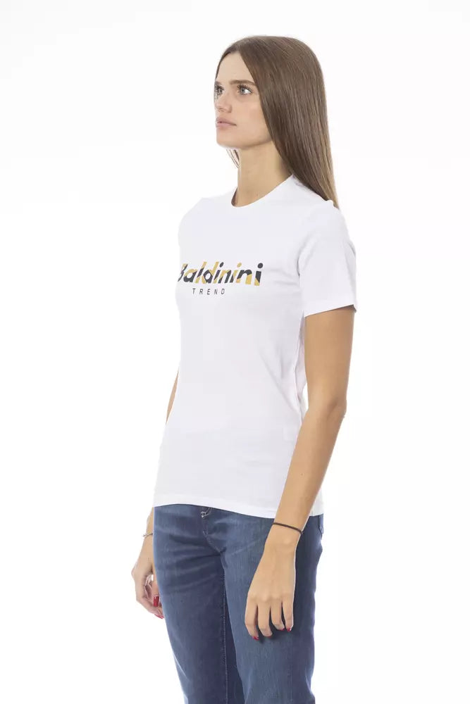 Baldinini Trend T-shirt à col rond en coton blanc croustillant