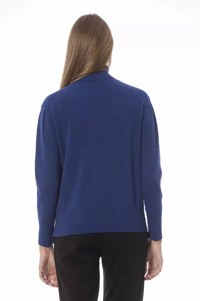 Pull à col roulé élégant Baldinini Trend - Mélange de laine et de cachemire bleu