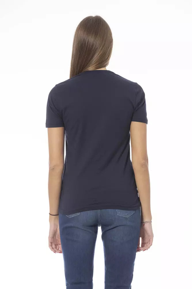 Baldinini Trend Chic T-shirt à col rond en coton bleu