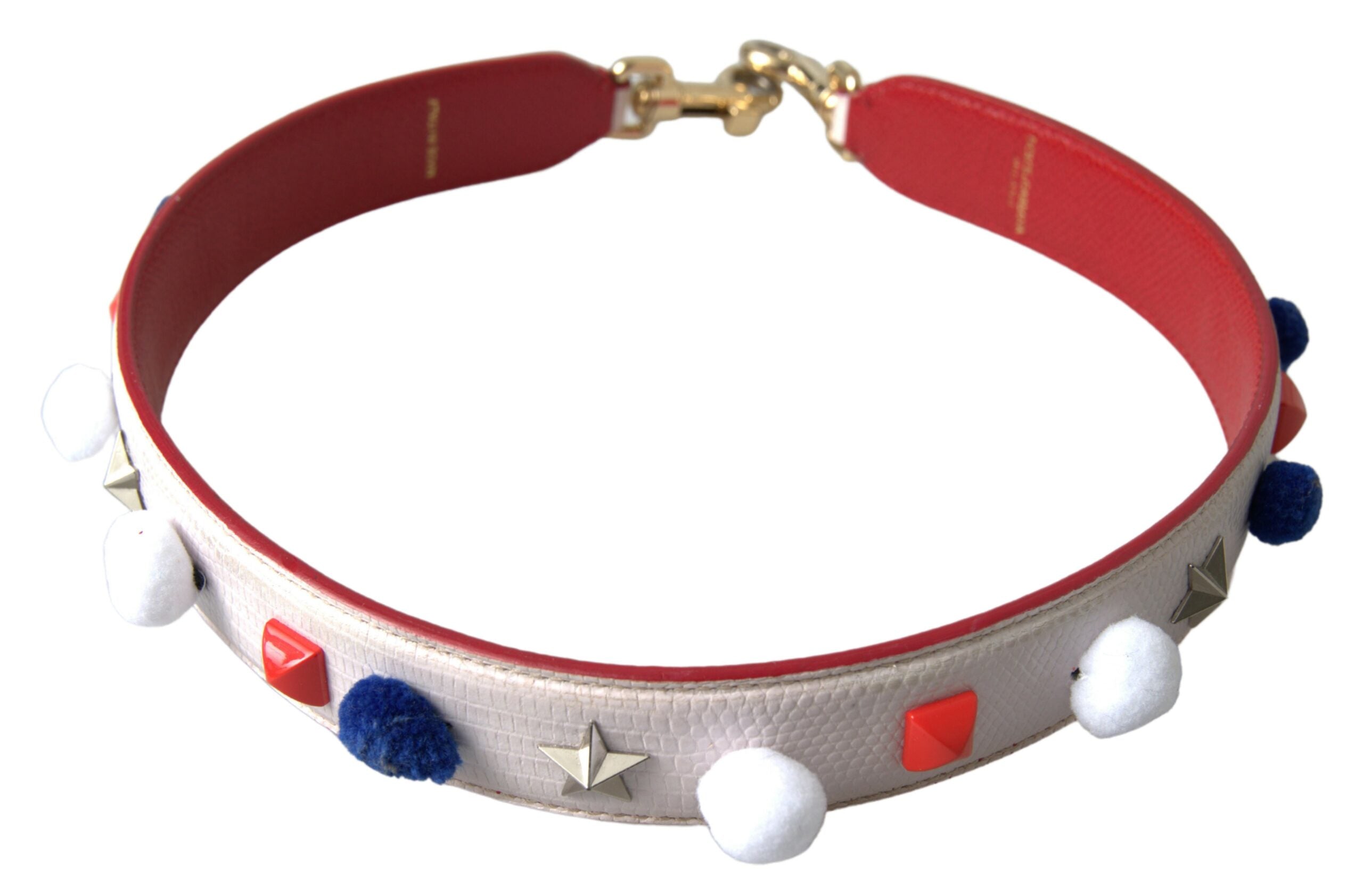 Dolce &amp; Gabbana Superbe bracelet en cuir clouté multicolore blanc