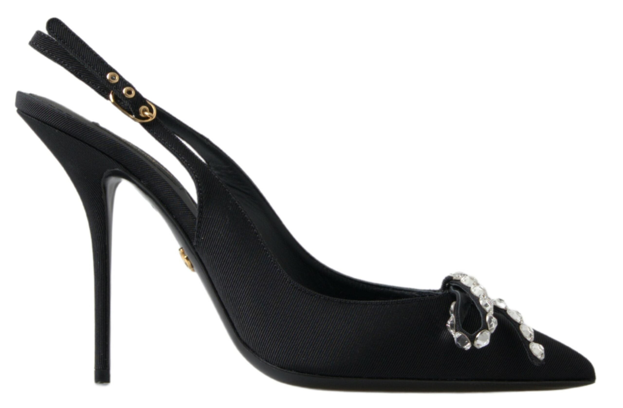 Escarpins à talons à bride arrière noirs ornés Dolce &amp; Gabbana