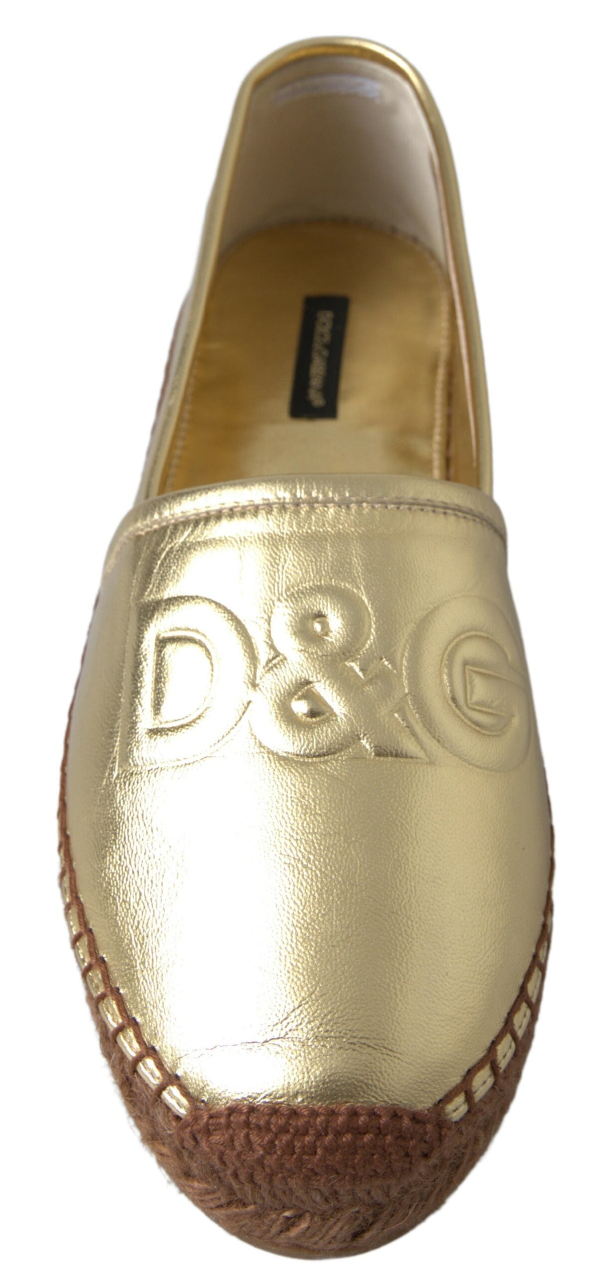 Dolce &amp; Gabbana Espadrilles en cuir élégance dorée