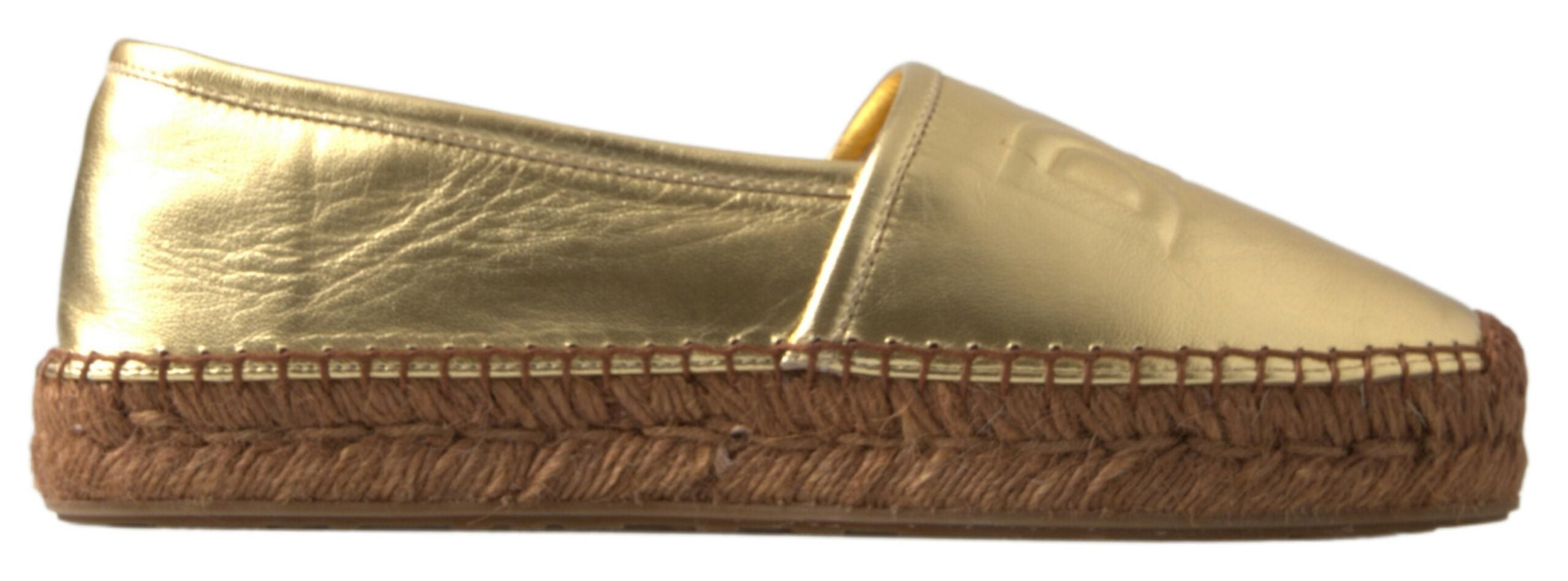 Dolce &amp; Gabbana Espadrilles en cuir élégance dorée