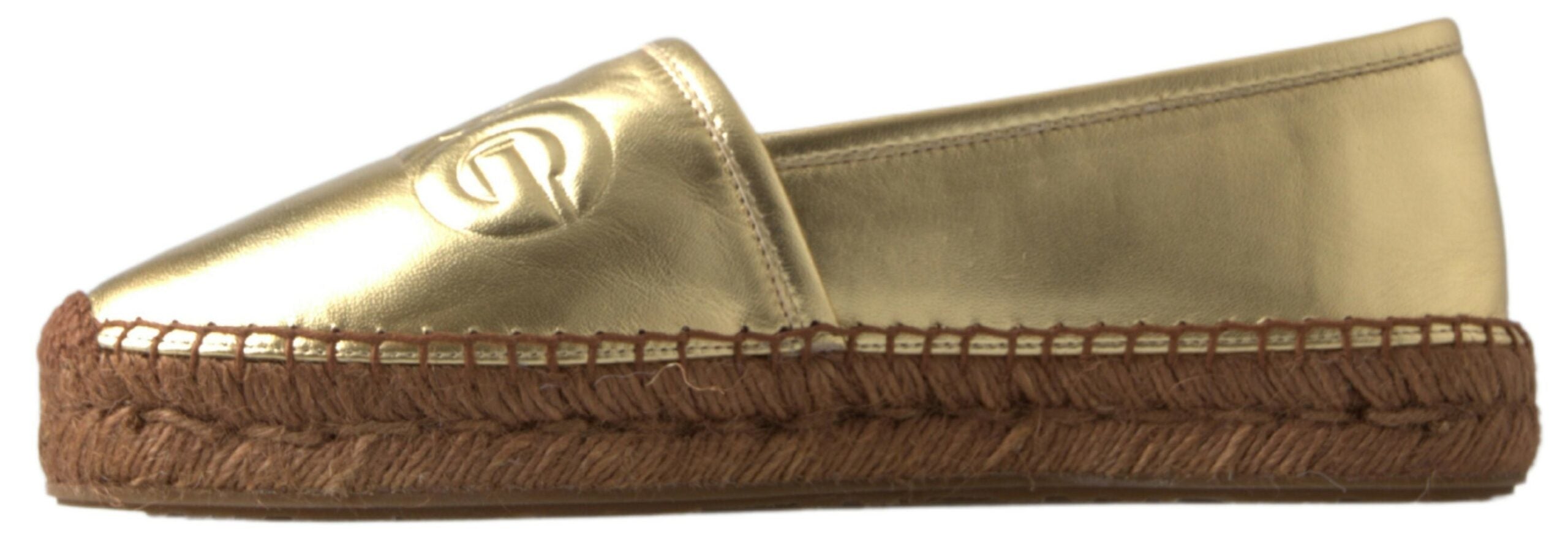 Dolce &amp; Gabbana Espadrilles en cuir élégance dorée