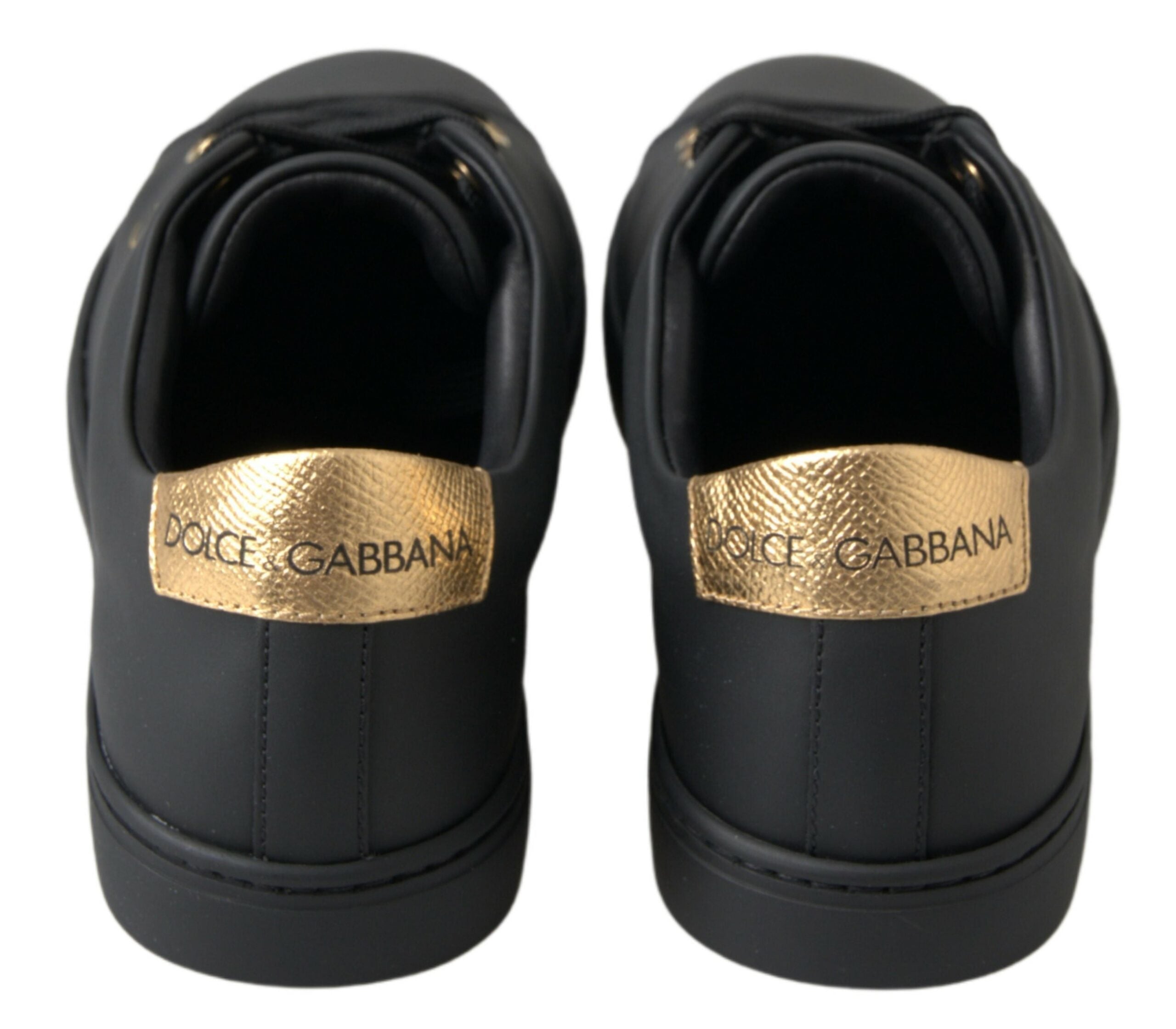 Dolce &amp; Gabbana Baskets classiques en cuir doré noir