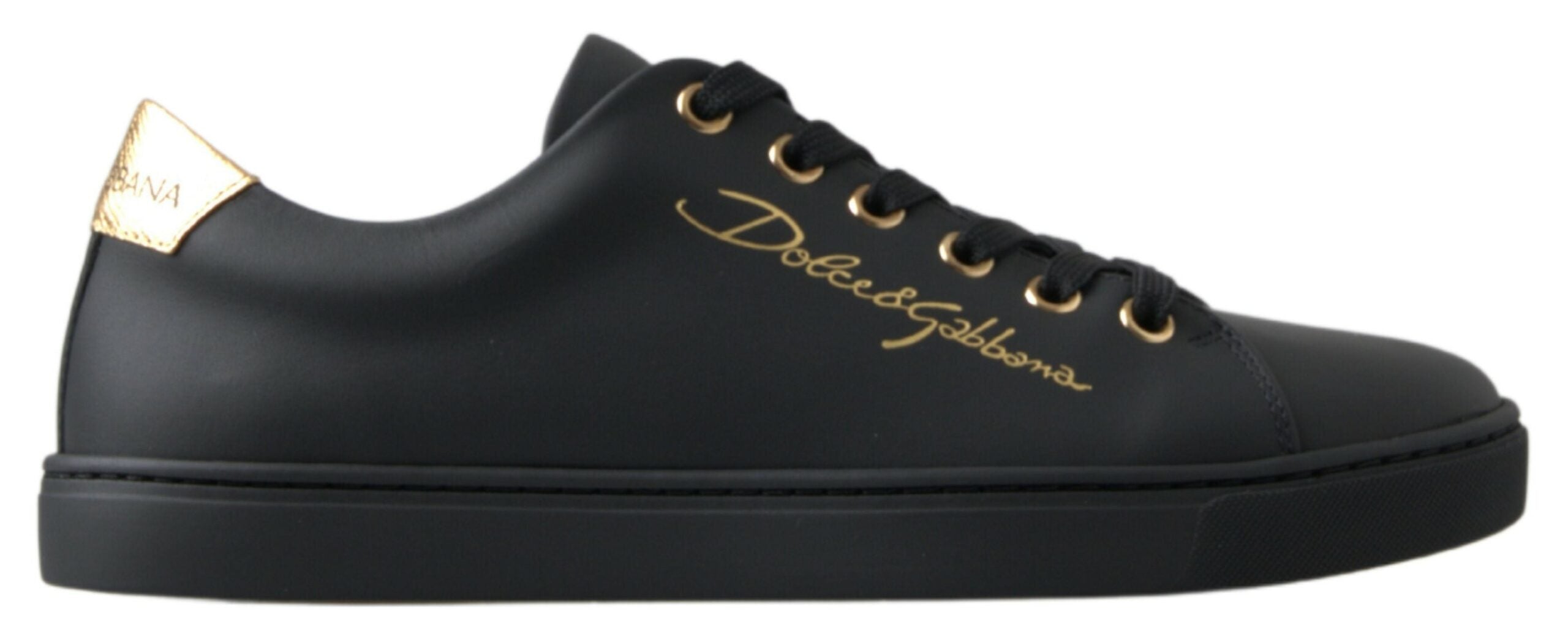 Dolce &amp; Gabbana Baskets classiques en cuir doré noir