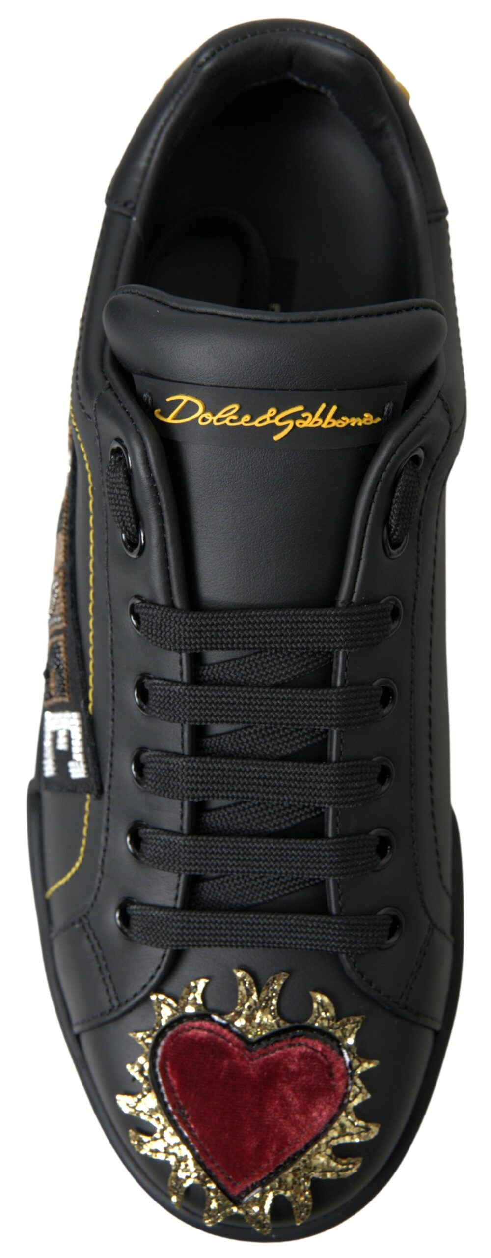 Dolce &amp; Gabbana Baskets élégantes en cuir Portofino - Noir Multicolore