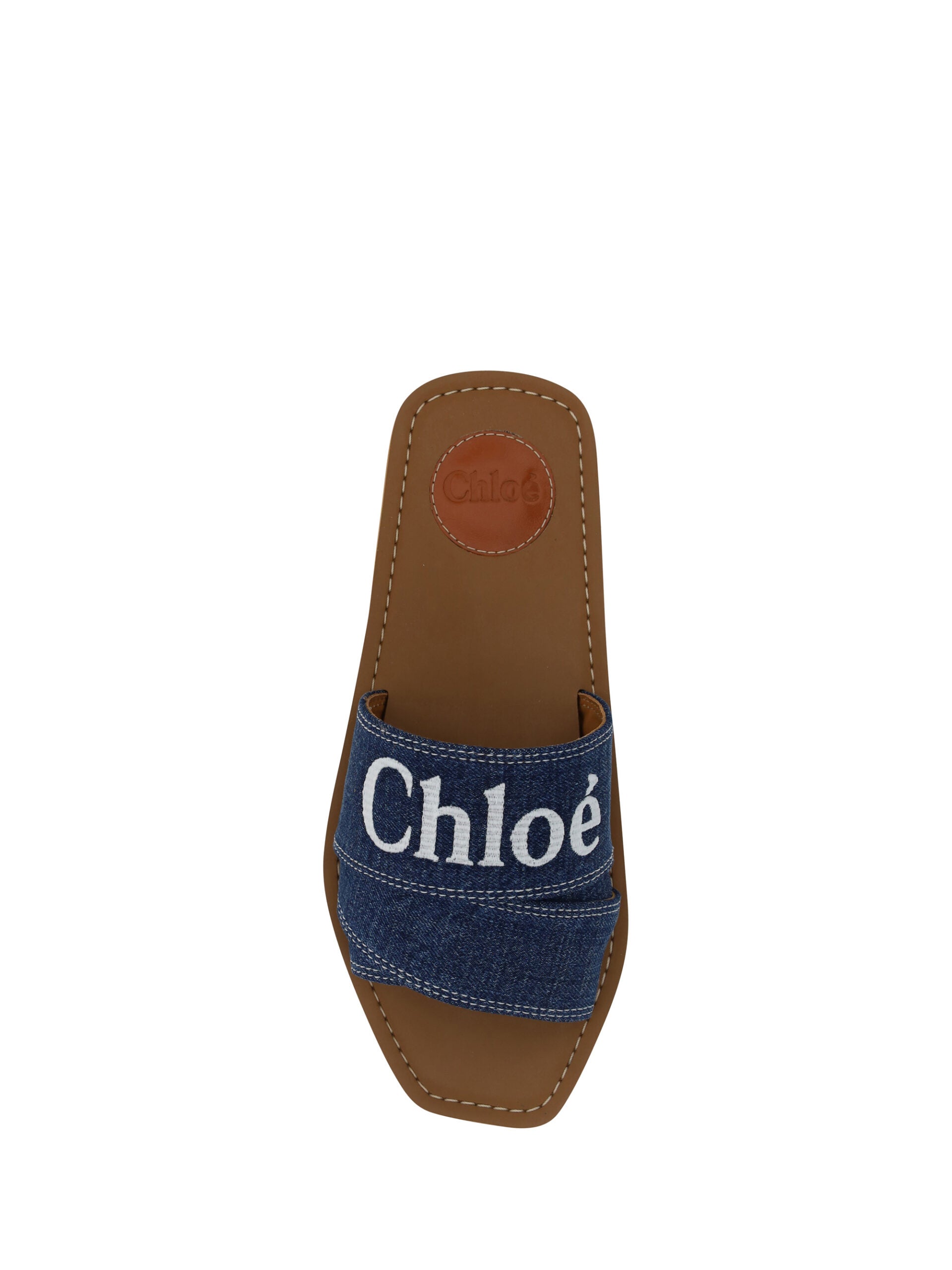 Chloé Somptueuses sandales Woody en coton bleu denim