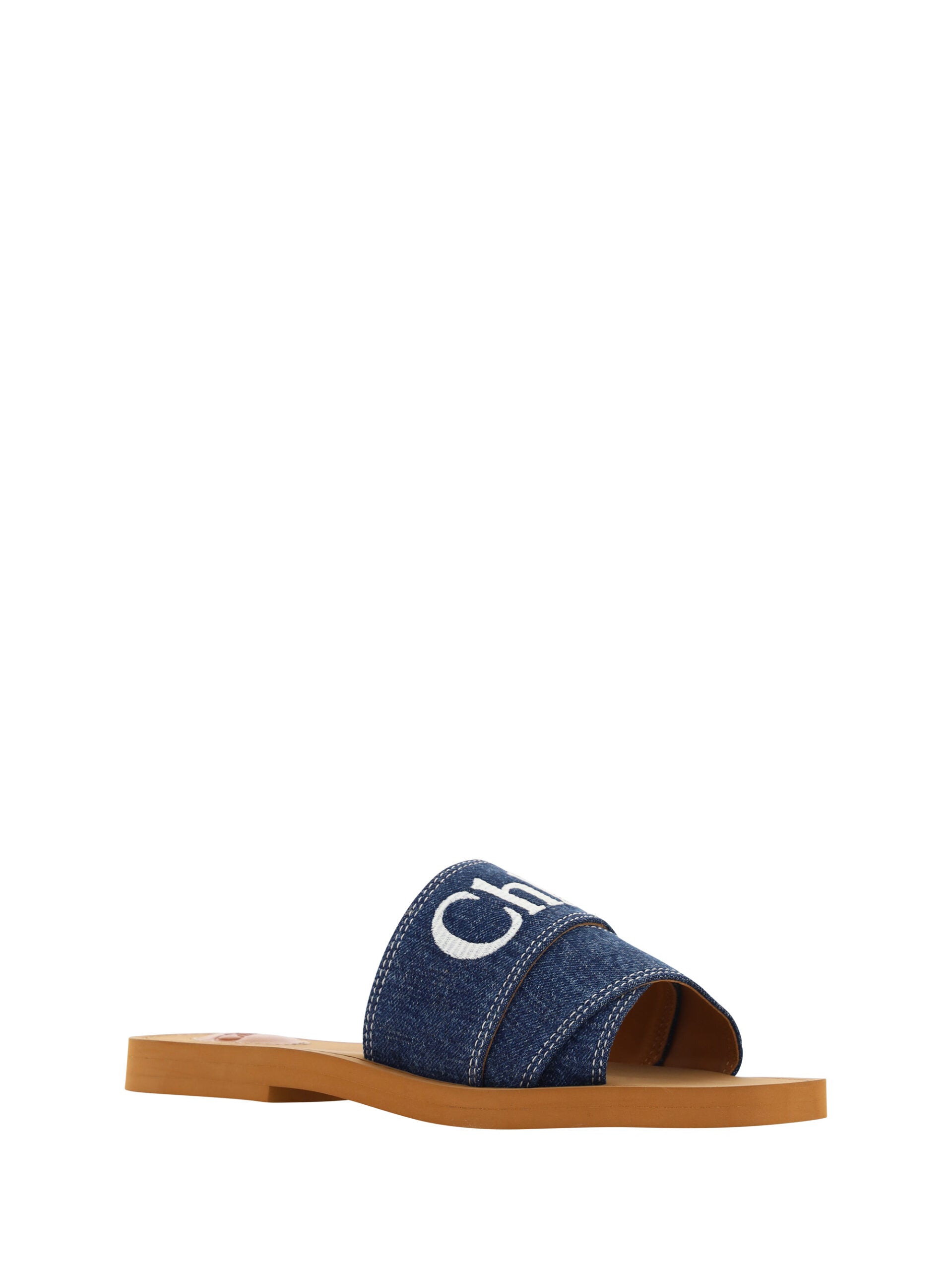 Chloé Somptueuses sandales Woody en coton bleu denim