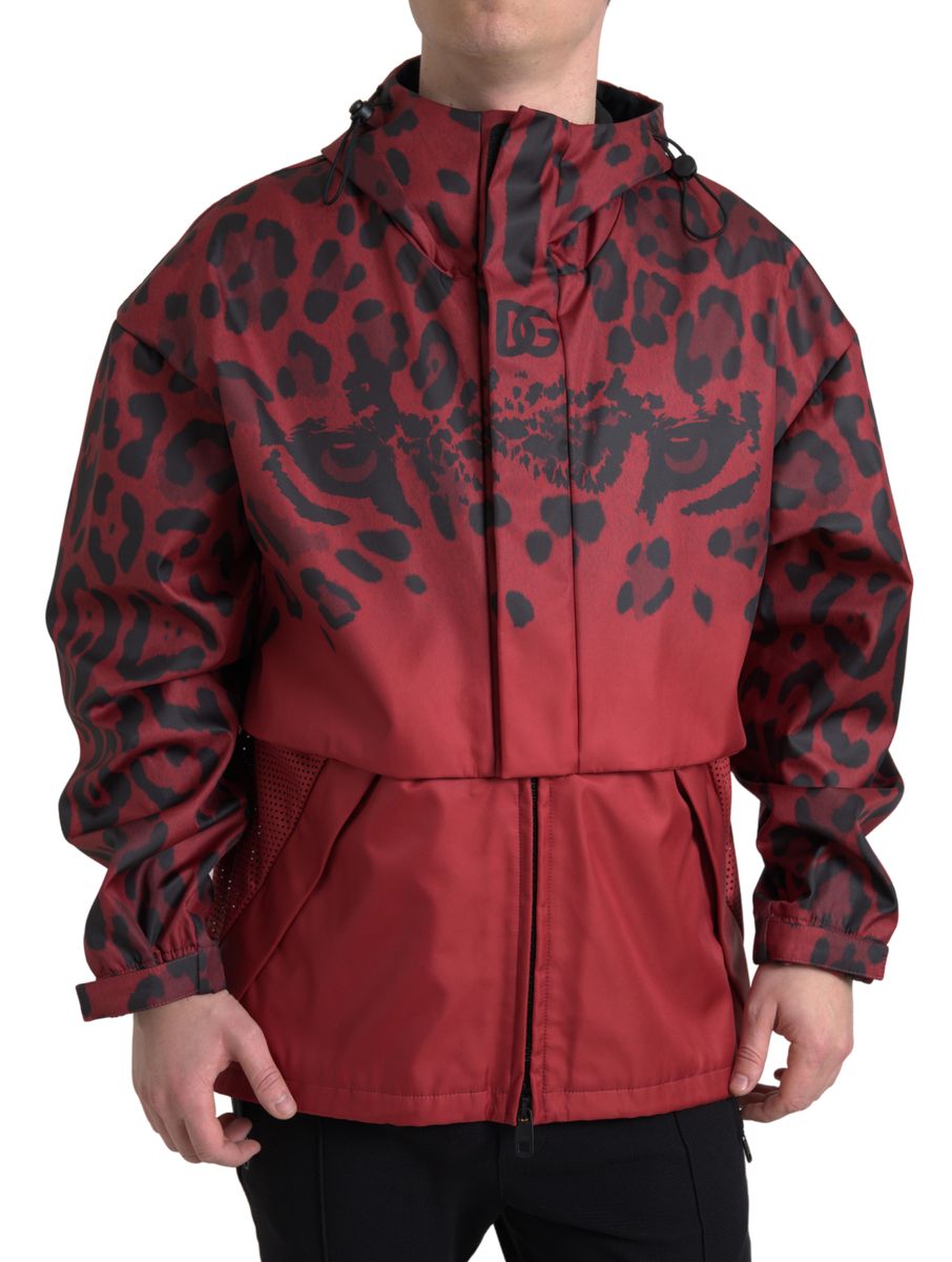 Dolce &amp; Gabbana Veste à capuche à imprimé léopard rouge radiant