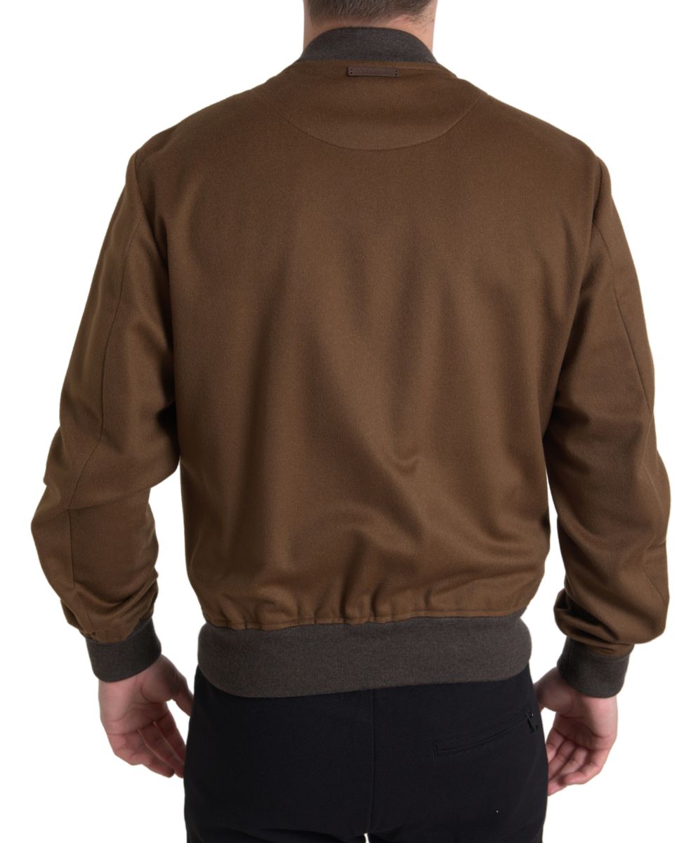 Dolce & Gabbana Elegant Brown Cashmere Bomber Jacket