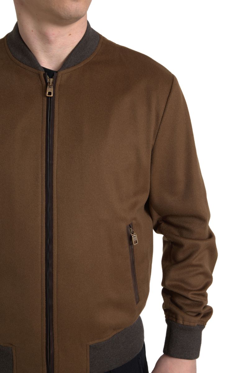 Dolce &amp; Gabbana Blouson aviateur élégant en cachemire marron