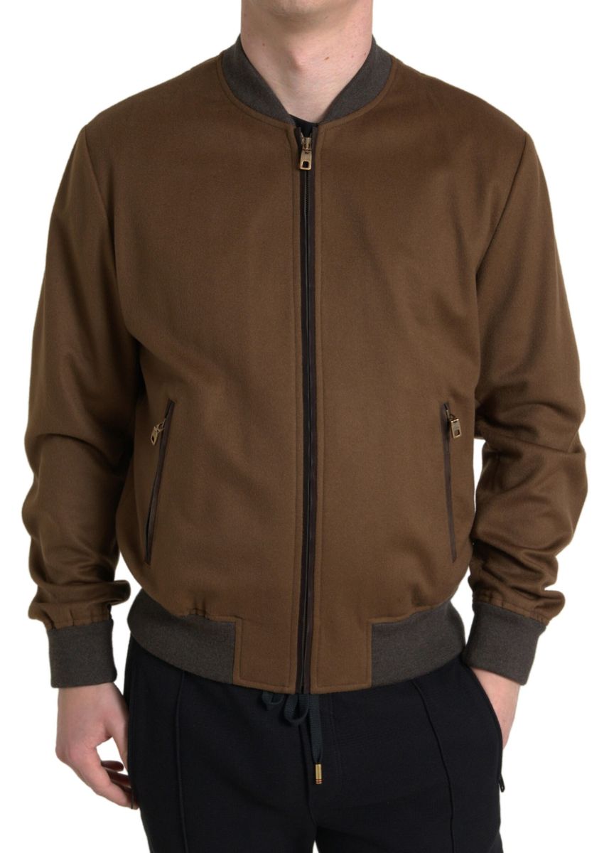 Dolce &amp; Gabbana Blouson aviateur élégant en cachemire marron