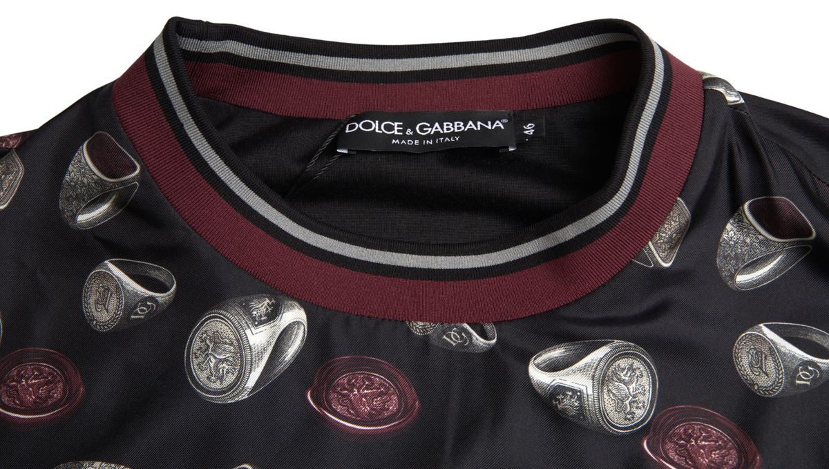 Dolce &amp; Gabbana Pull ras du cou élégant en soie - Noir multicolore