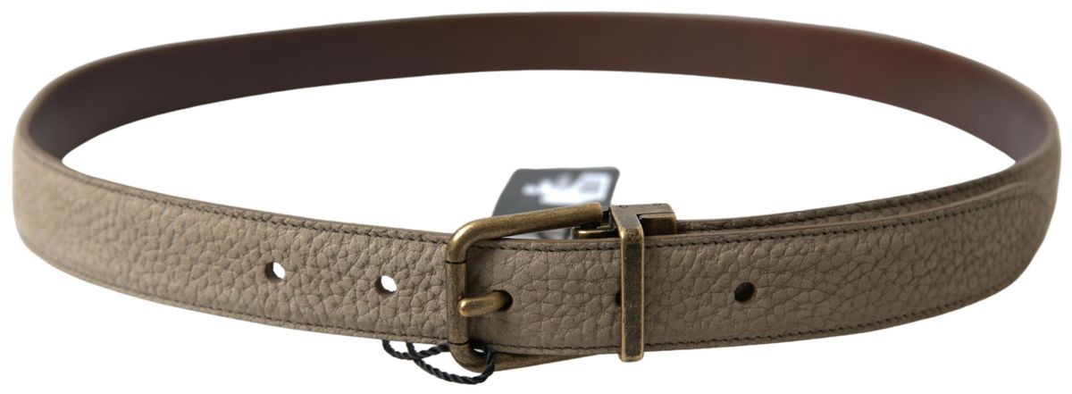 Dolce &amp; Gabbana Ceinture élégante en cuir beige avec boucle en métal