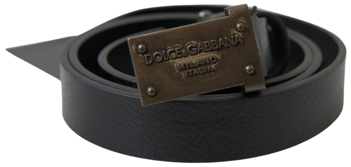 Dolce &amp; Gabbana Ceinture élégante en cuir noir - Fermeture à boucle en métal