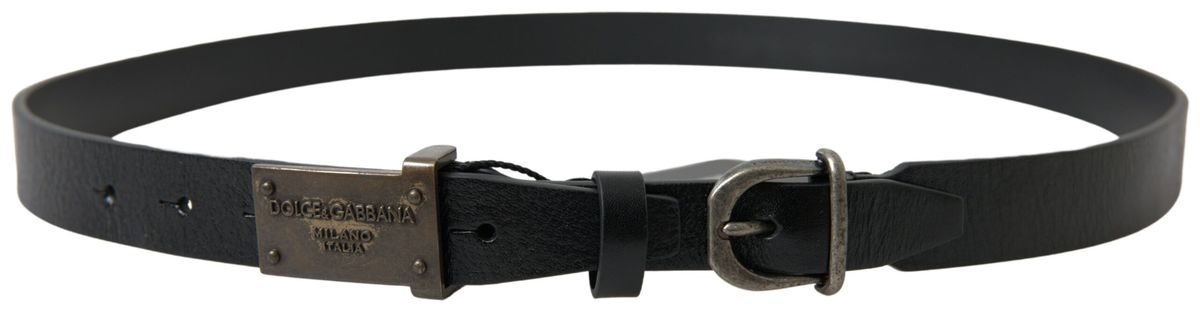 Dolce &amp; Gabbana Ceinture élégante en cuir noir - Fermeture à boucle en métal