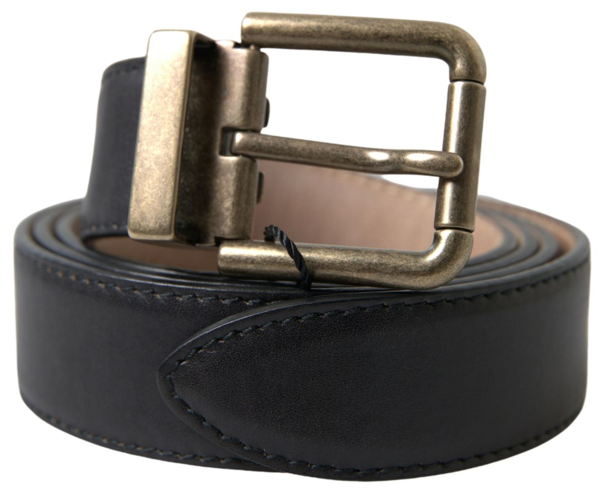 Dolce &amp; Gabbana Ceinture élégante en cuir noir avec boucle en métal