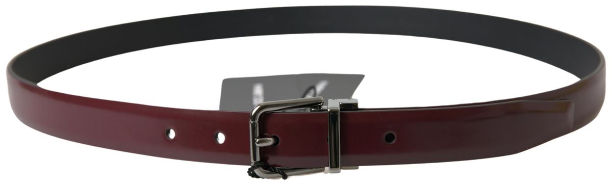 Dolce &amp; Gabbana Ceinture élégante en cuir bordeaux avec boucle en métal