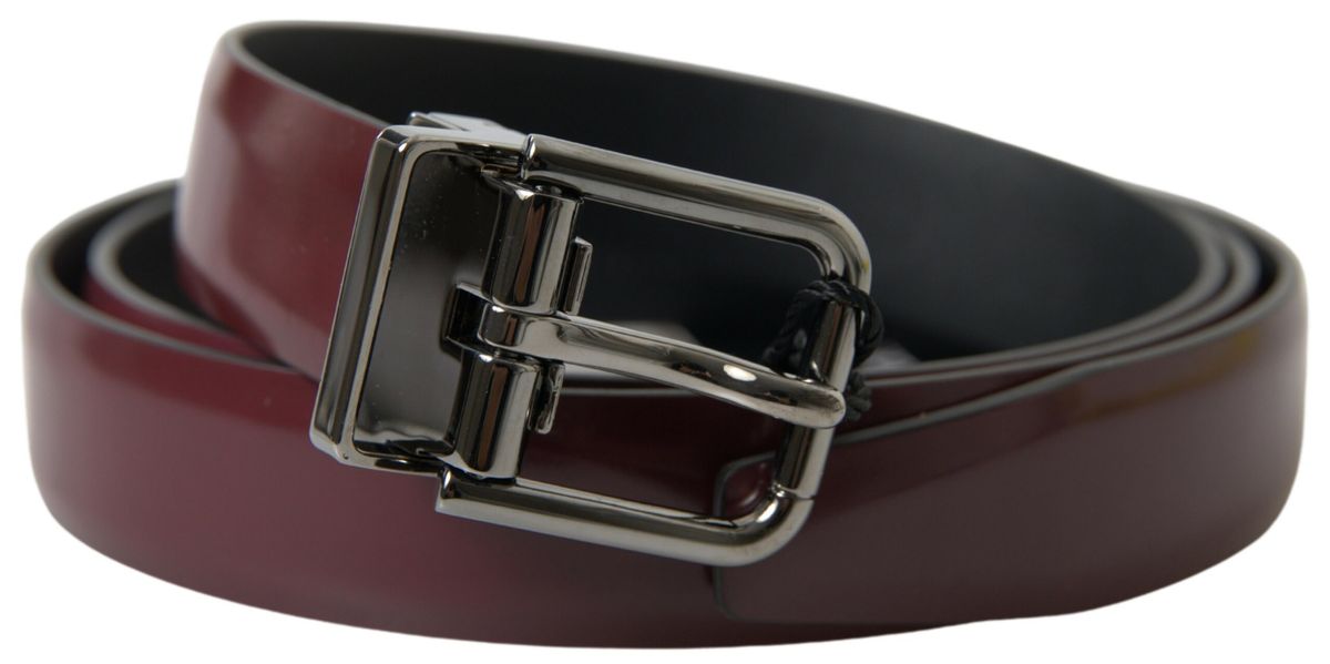 Dolce &amp; Gabbana Ceinture élégante en cuir bordeaux avec boucle en métal