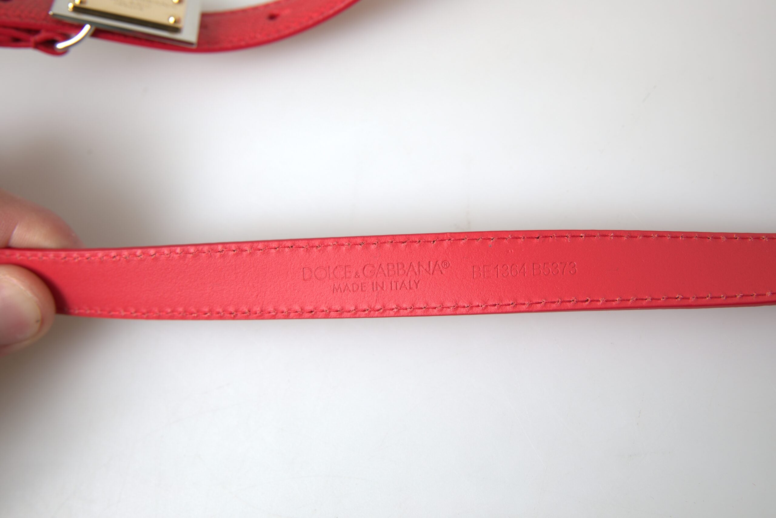 Dolce &amp; Gabbana Ceinture de créateur en cuir rouge élégante