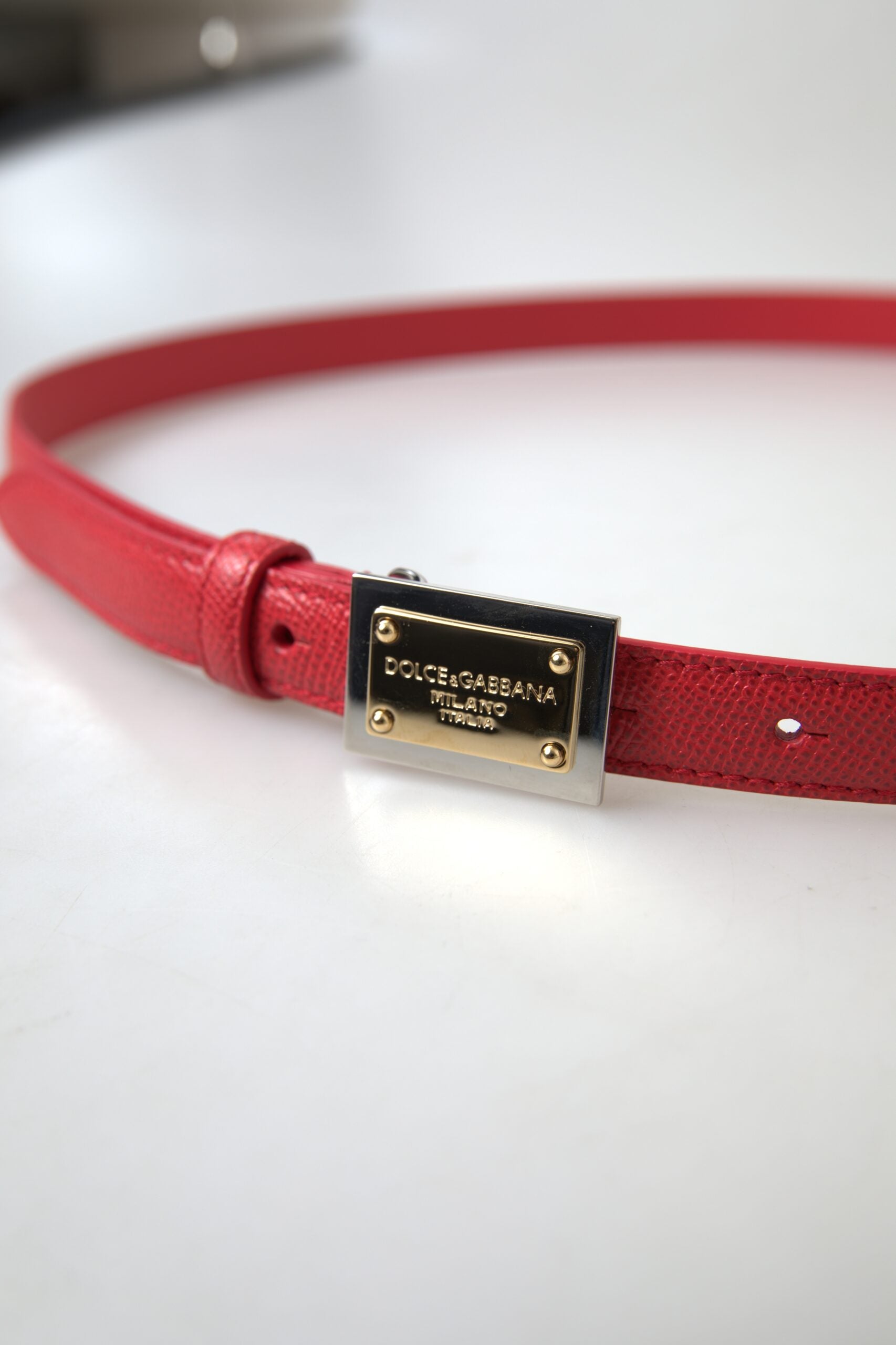 Dolce &amp; Gabbana Ceinture de créateur en cuir rouge élégante