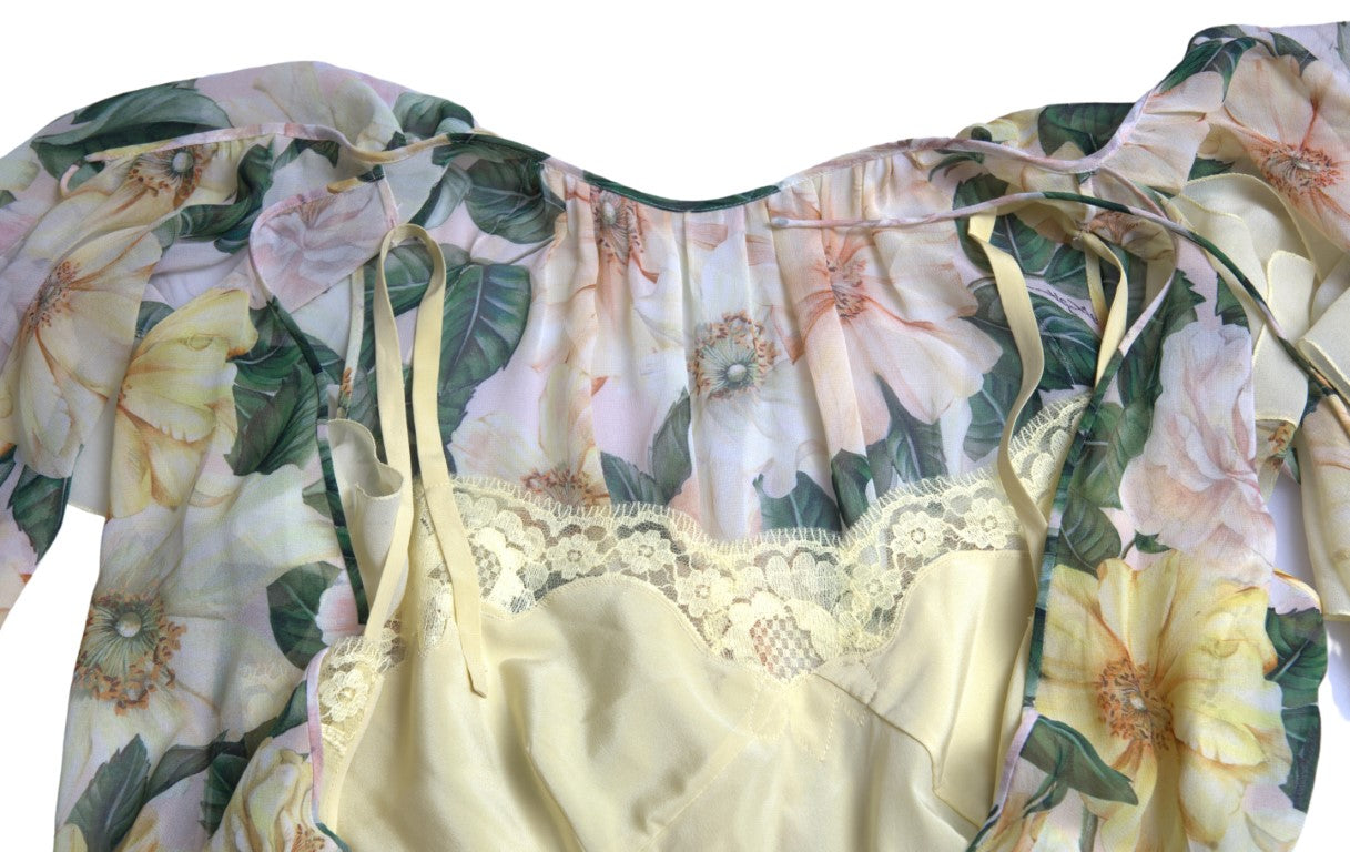 Dolce &amp; Gabbana Robe longue florale en soie élégante